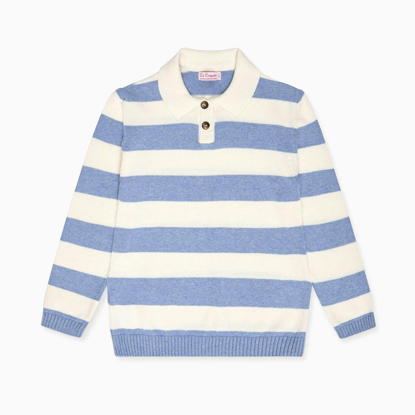 Blue Stripe Brio Cotton Boy Jumper