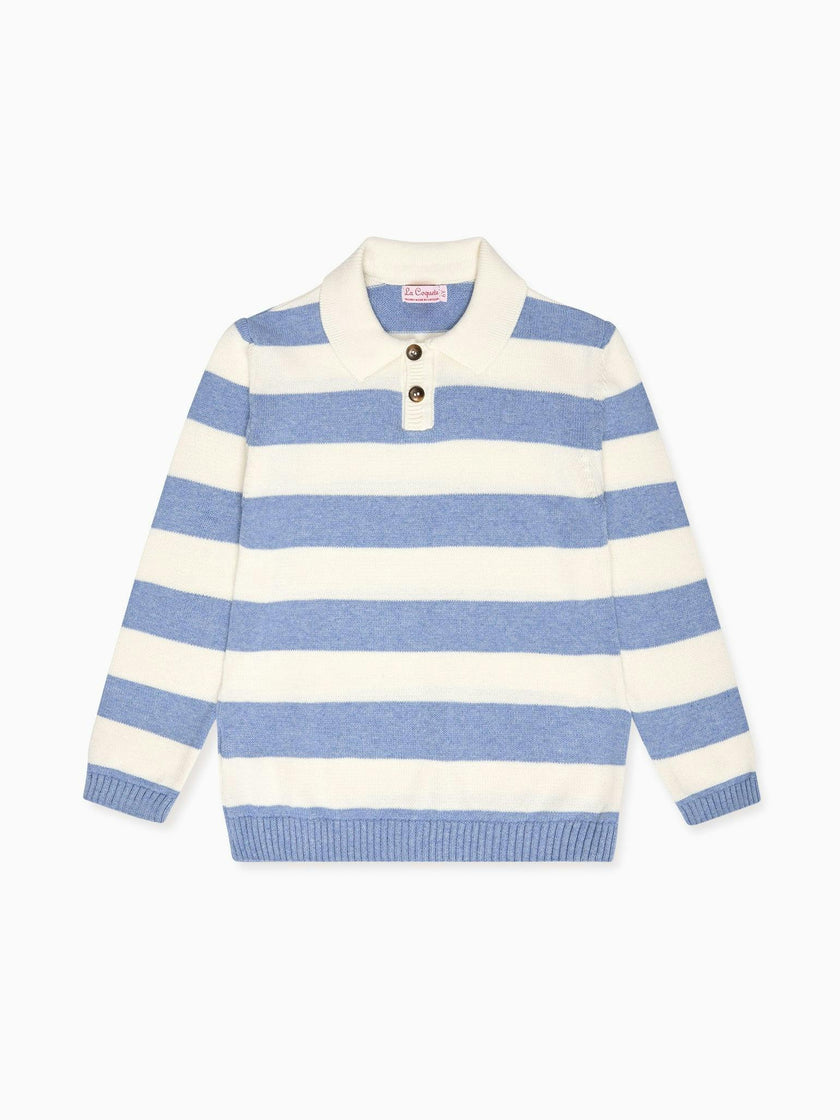 Blue Stripe Brio Cotton Boy Jumper