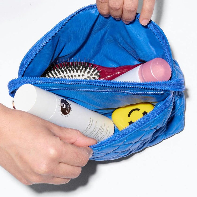 Surf Blue Medium Double Zip Cosmetic
