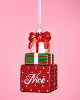 Naughty + Nice Ornament Set - glass ornament duo