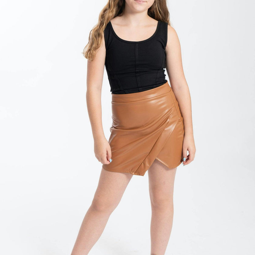 Girls Leather V Tight Skirt