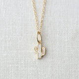 Opal Cactus Charm Necklace