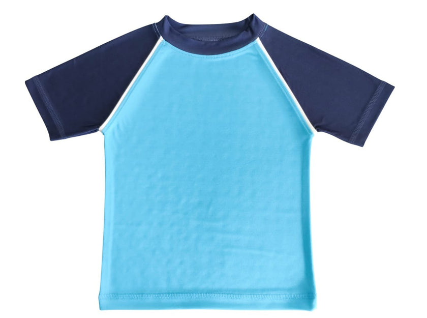 Kids Swim Rash Guard - Turq/Navy