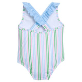 Ruffled One Piece Swimsuit - Summer Stripe