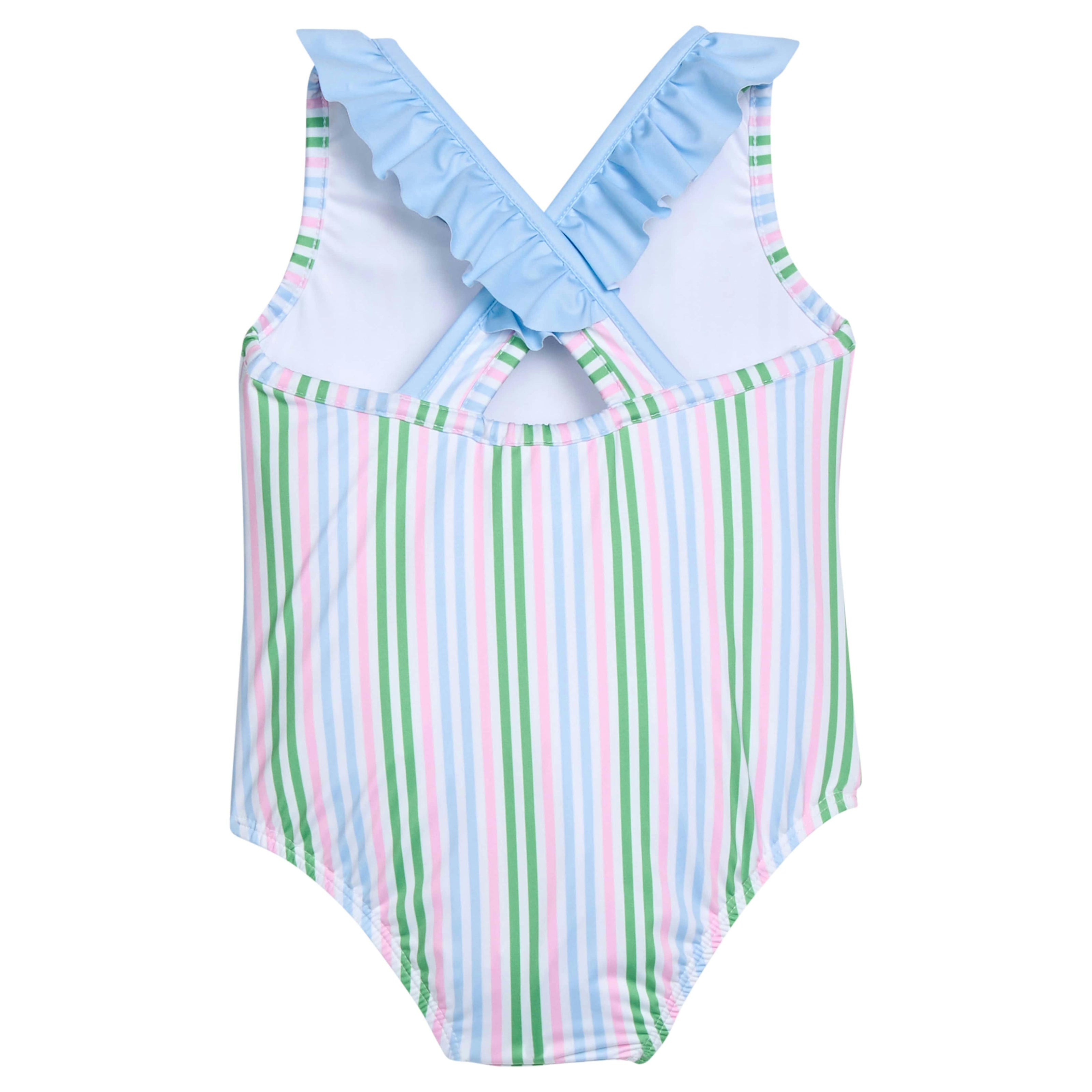 Ruffled One Piece Swimsuit - Summer Stripe