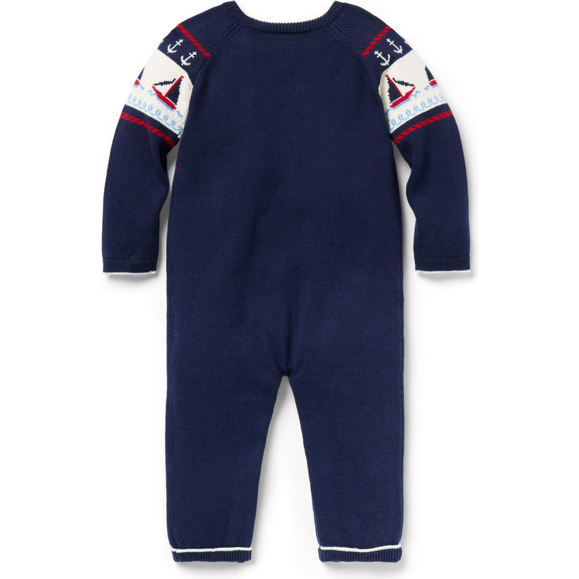 Baby Sailboat Sweater One-Piece, Blue