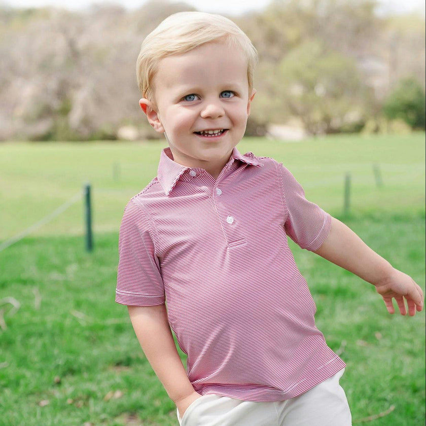 Will Boys' Performance Polo by LH Sport Red Stripes