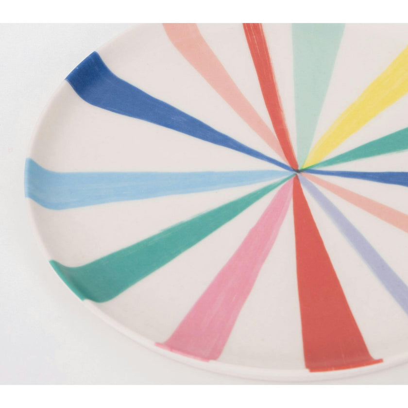 Large Bright Stripe Reusable Bamboo Plates