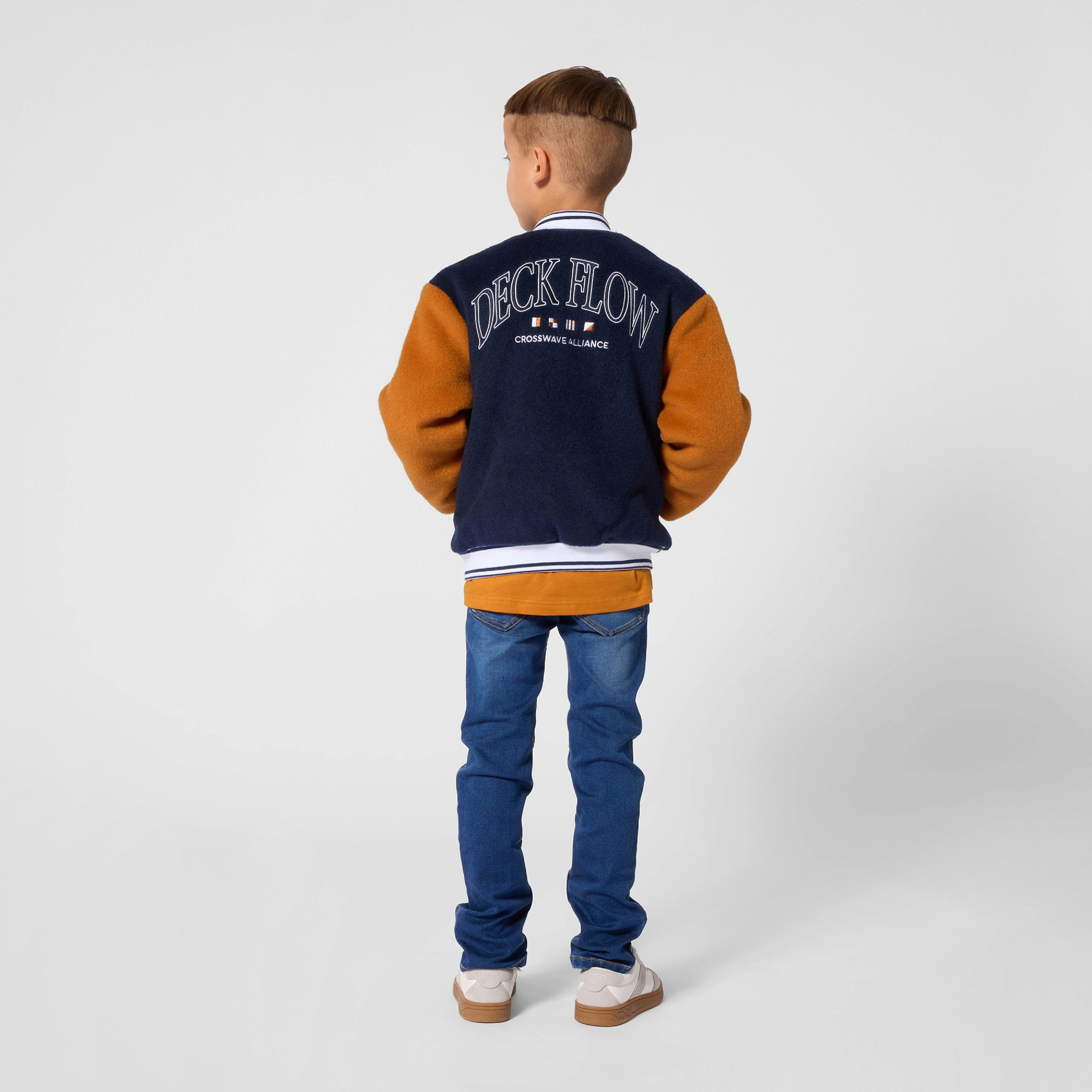 Navy & Burnt Orange Teddy Jacket