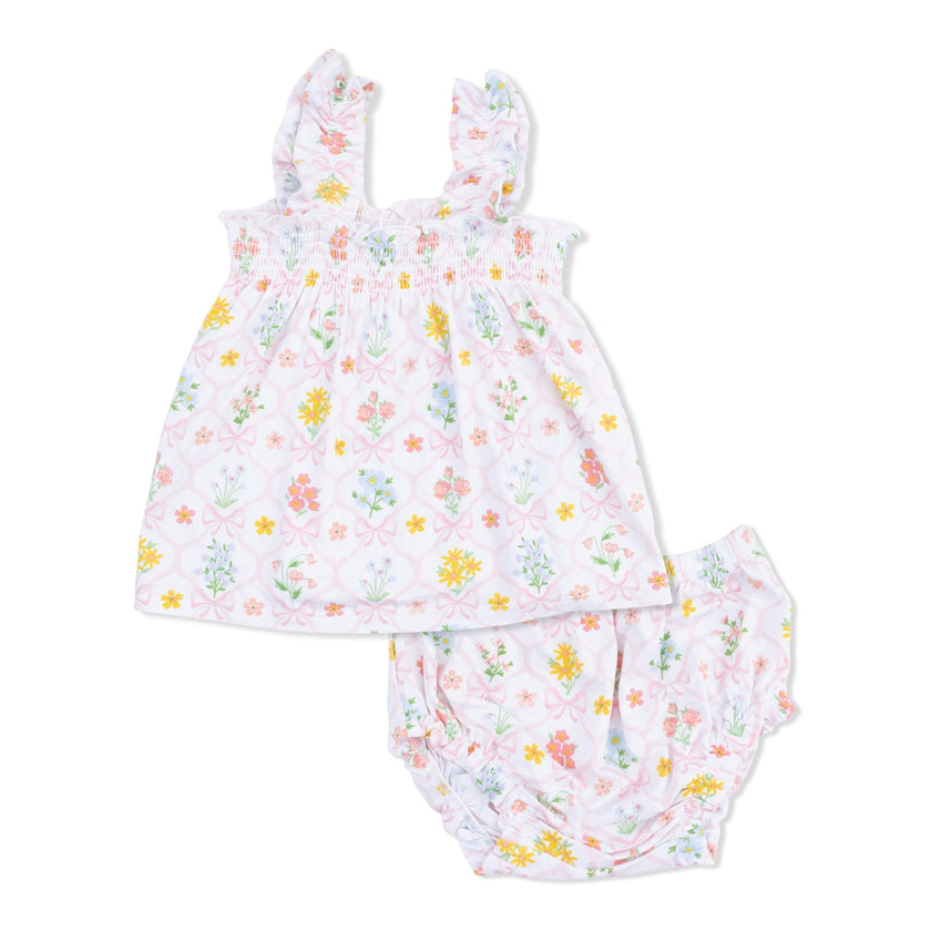 Spring Blooms Bow Trellis - Ruffly Strap Top and Bloomer