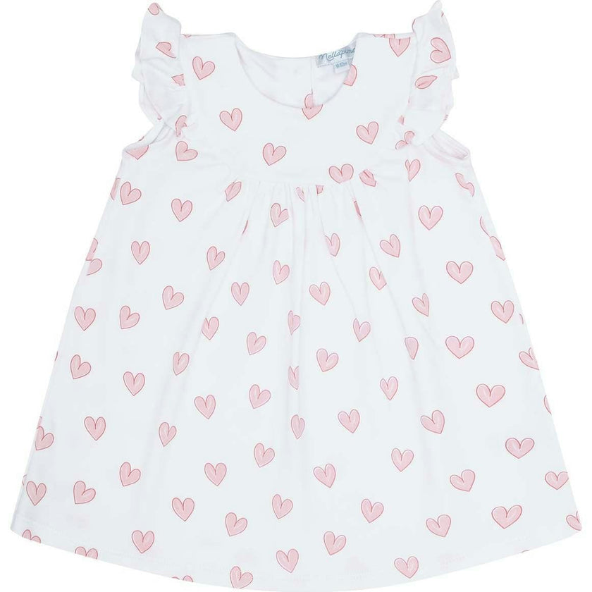 Pink Heart Print Scoop Neck Dress