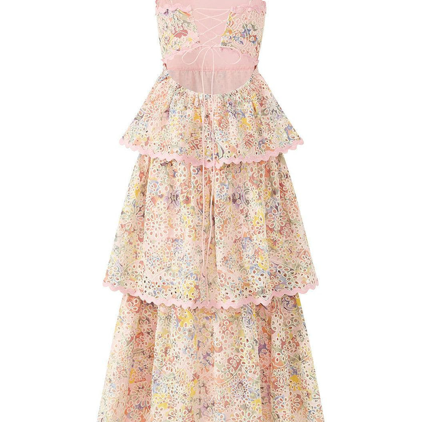 Alanna Frill Embroidered Maxi Dress (Women)
