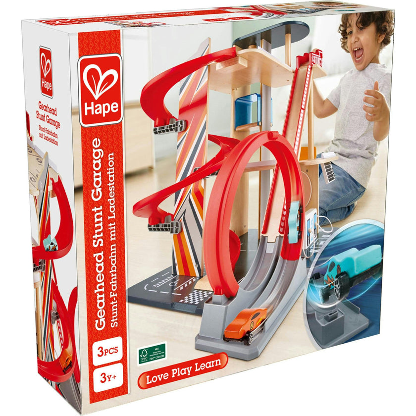 Stunt Garage Wooden High-Rise Car Parking Lot Playset
