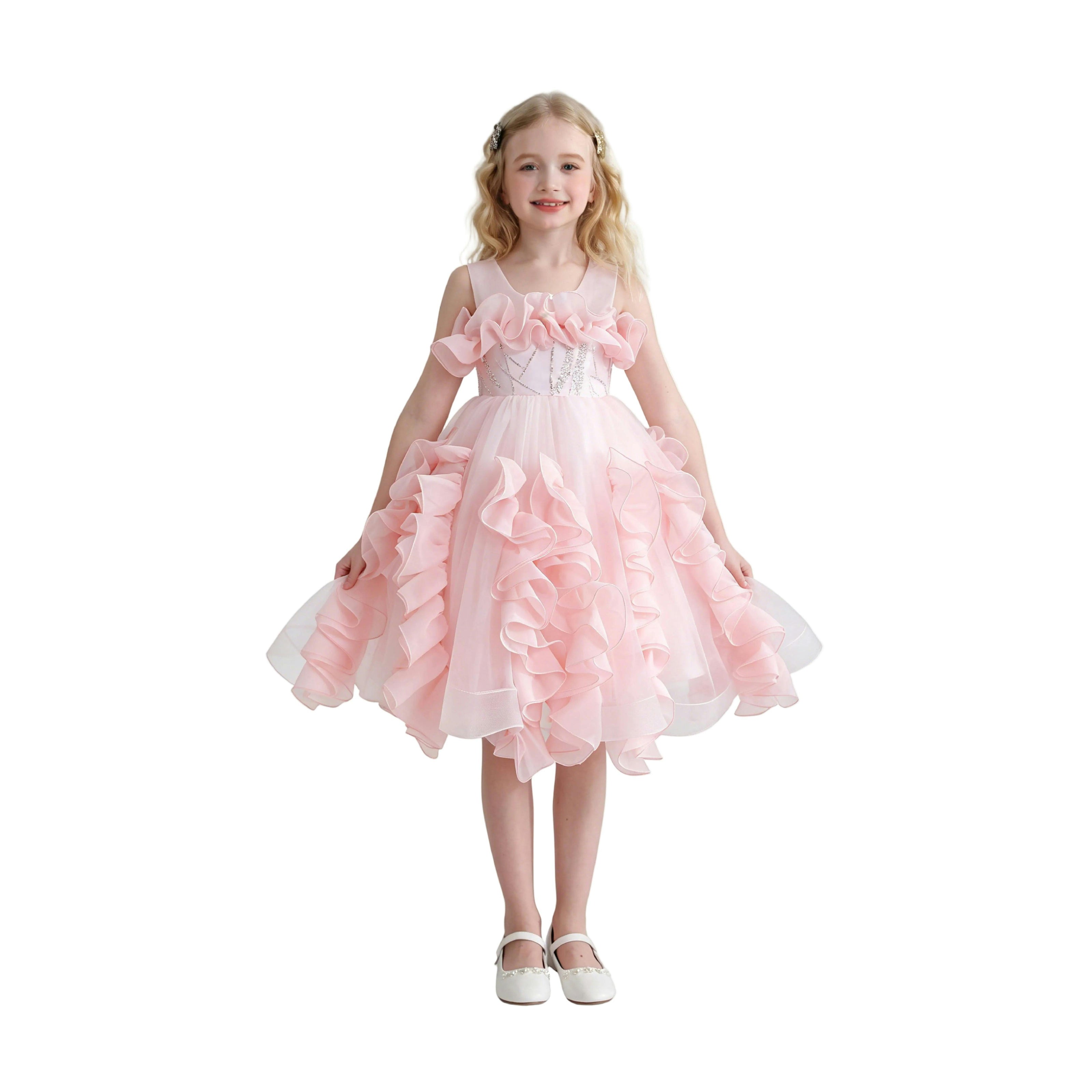 Pink Avalora Ruffled Formal Dress