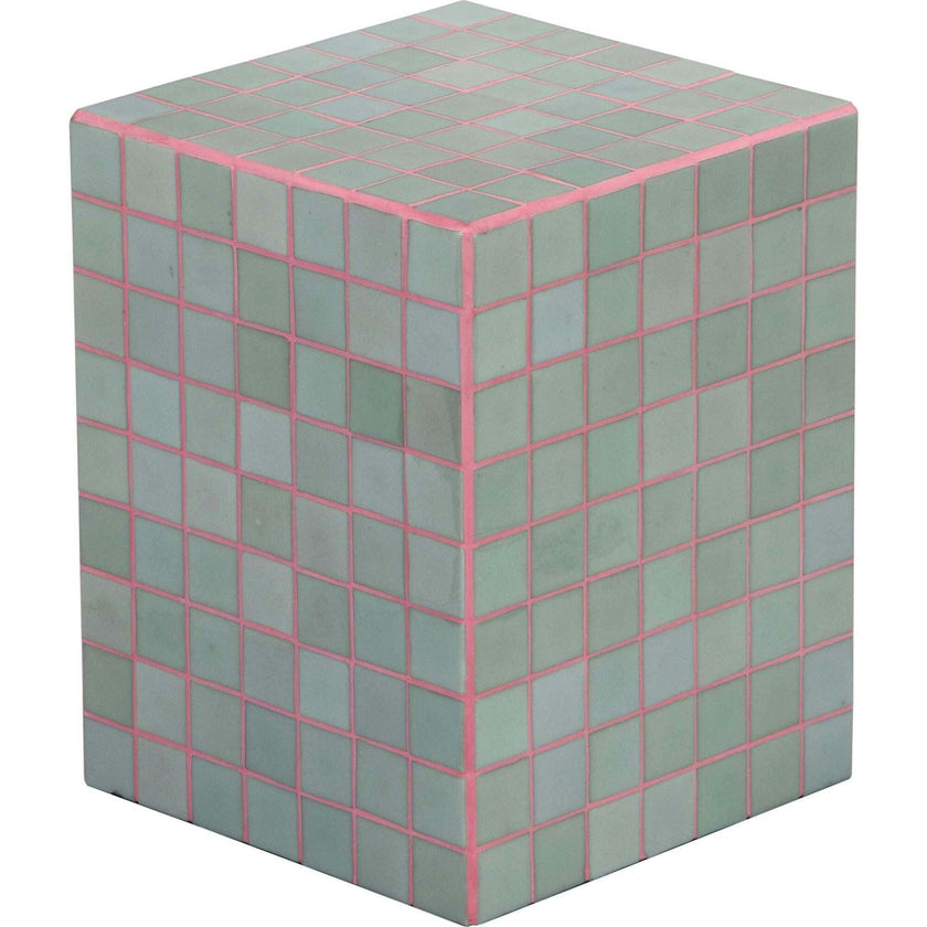 Callista 18" Modern Bohemian Ceramic Tiled Rectangle End Table