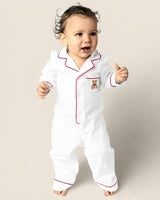 Maisonette x Petite Plume Twill Romper, Merry Teddy