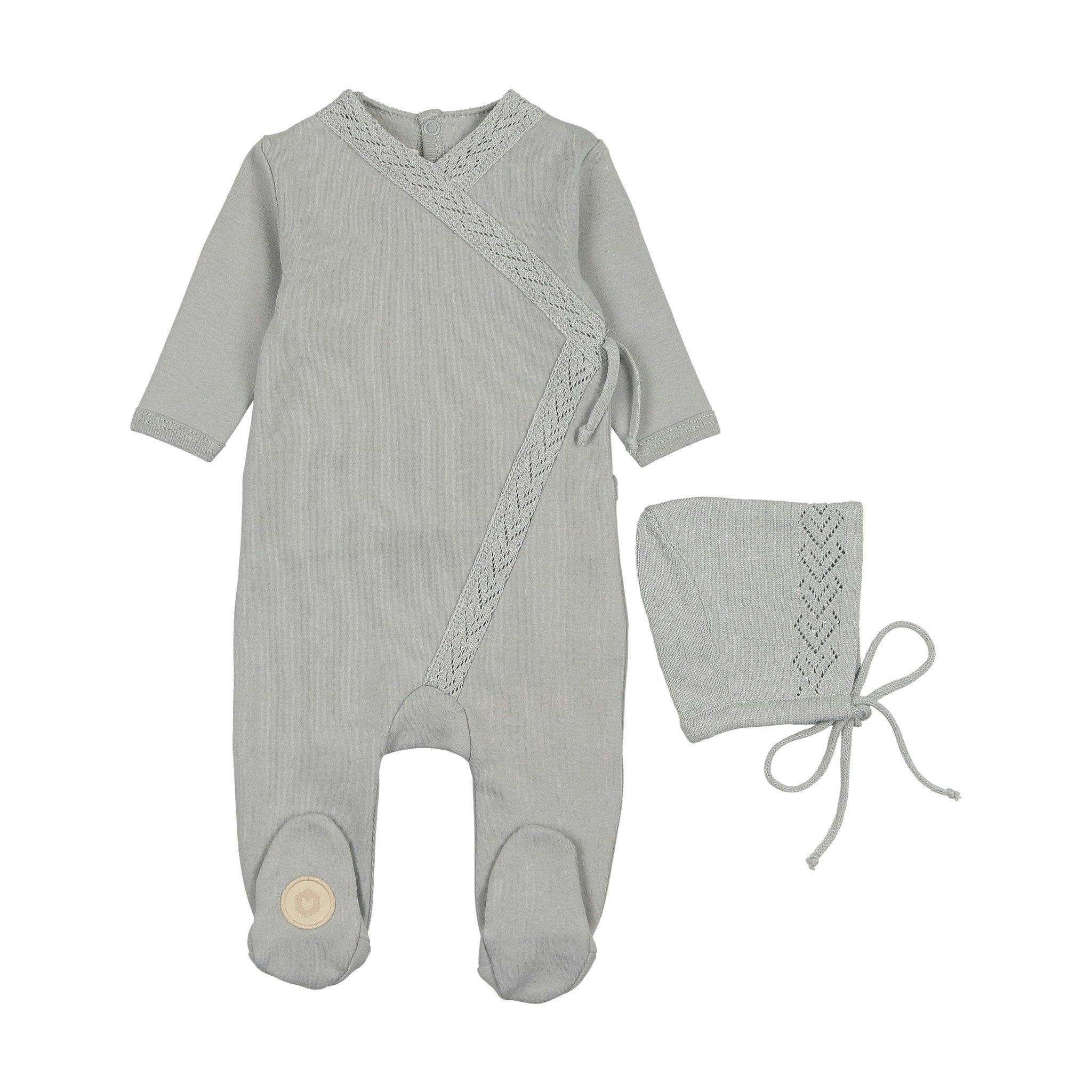 Knit Twist Footie & Hat Set Rose Smoke