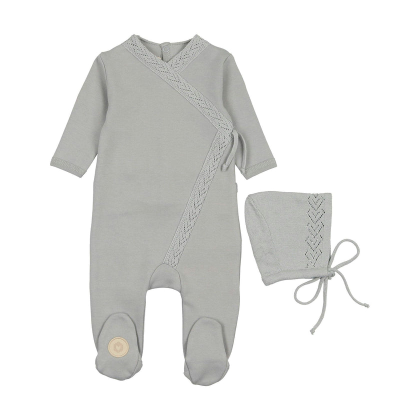 Knit Twist Footie & Hat Set Rose Smoke
