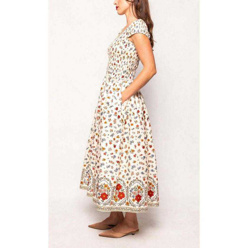 Marlow Cap Sleeve Dress in Cream Ditsy Floral