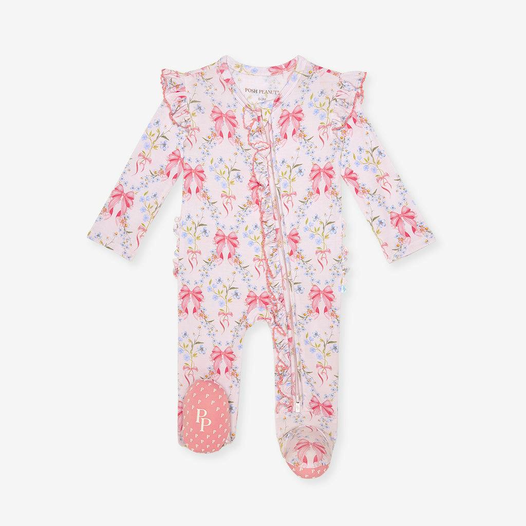 Harriet Picot Footie Ruffled Zippered One Piece