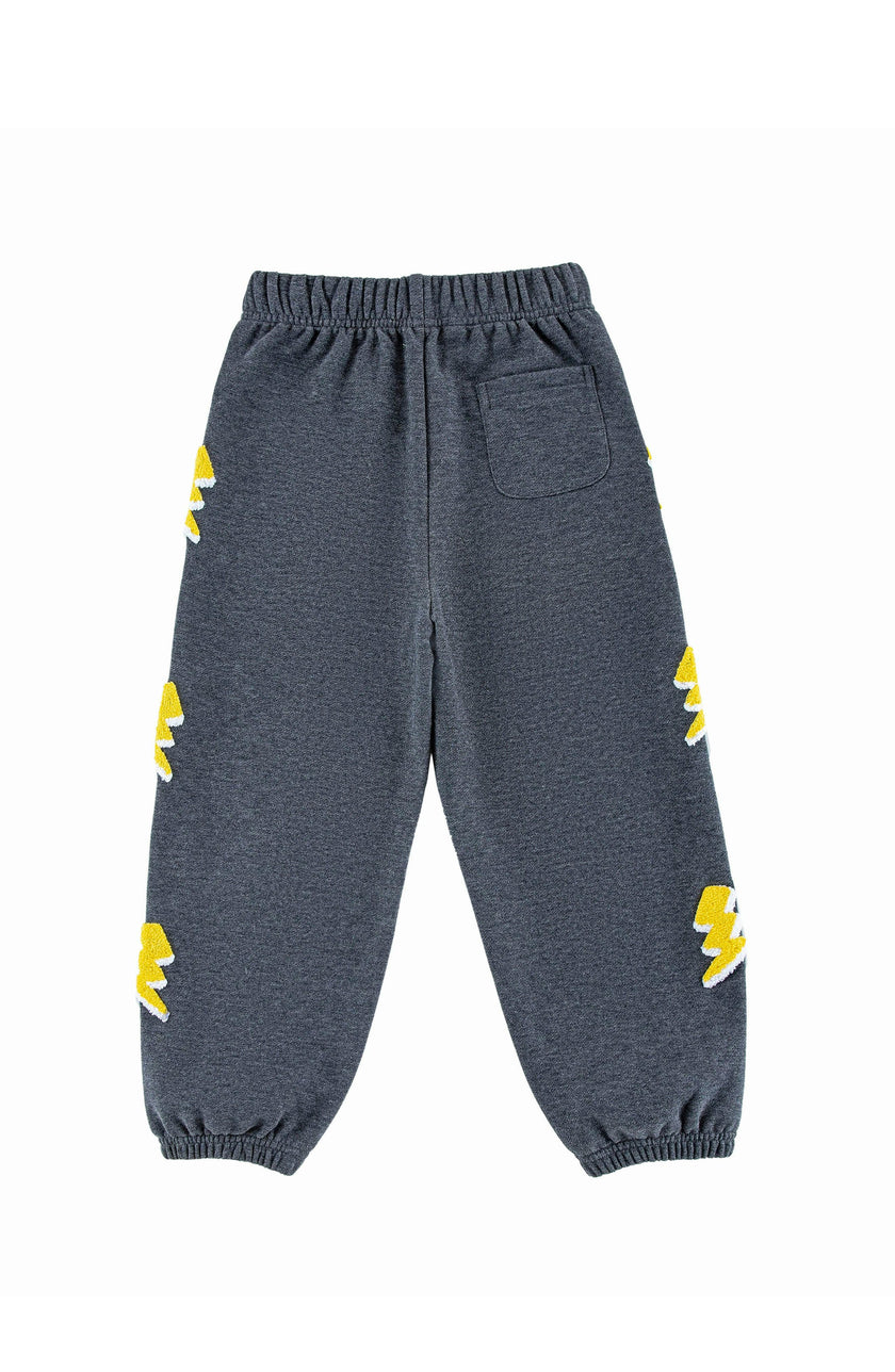Brushed Fleece Jogger Pant with Lightning Patches, Gray