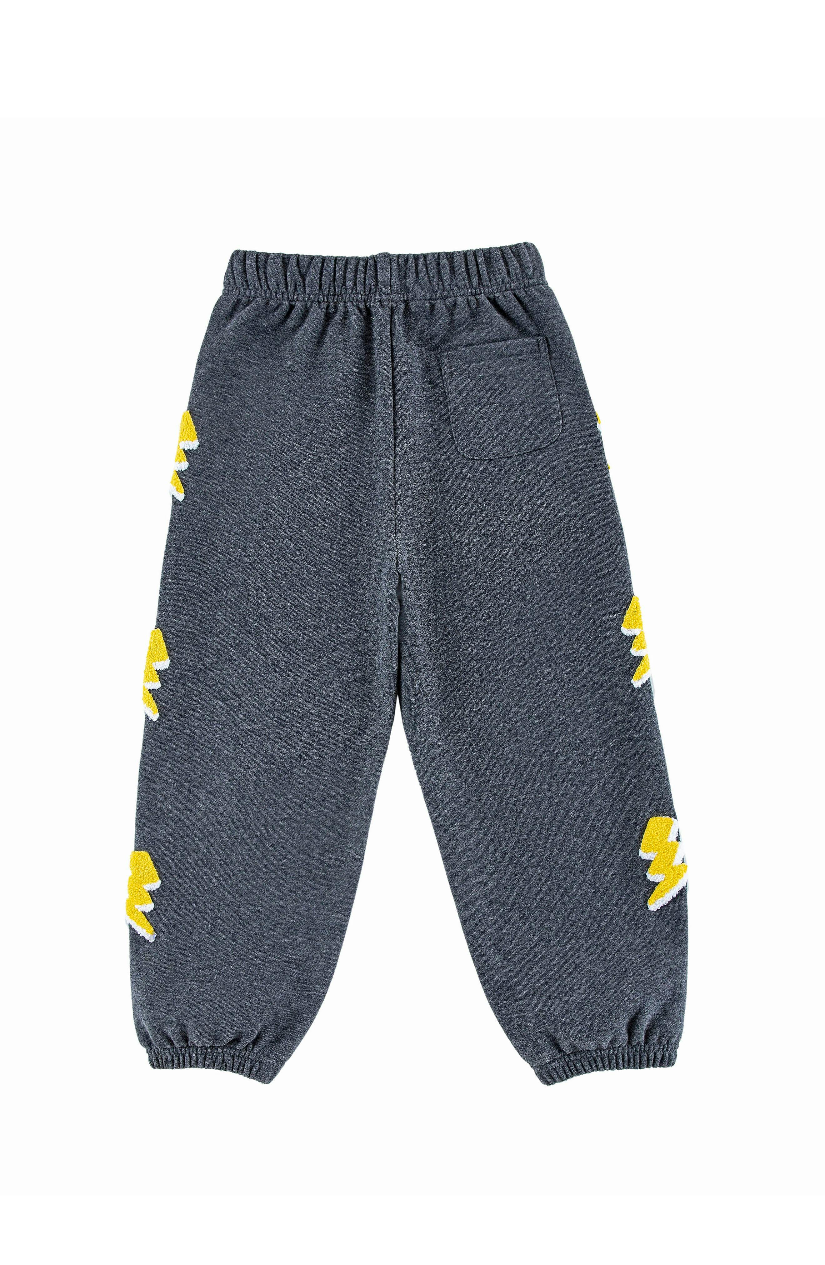 Brushed Fleece Jogger Pant with Lightning Patches, Gray