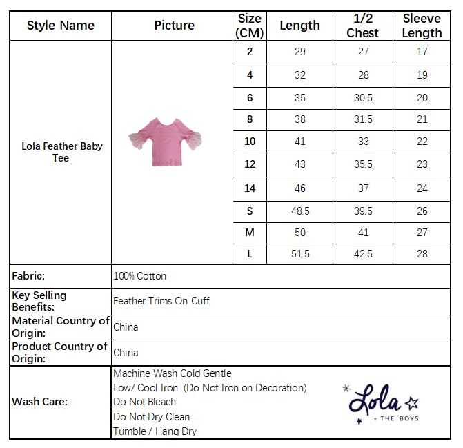 Lola Feather Raglan Sleeve Baby Tee