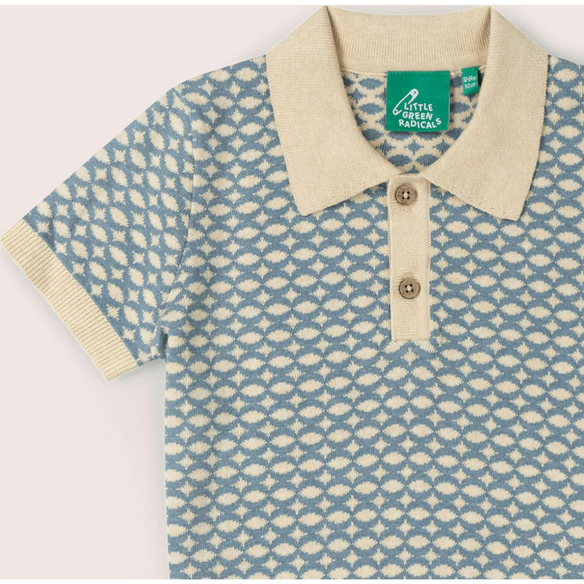 Hazy Blue Short Sleeve Knitted Top, Blue