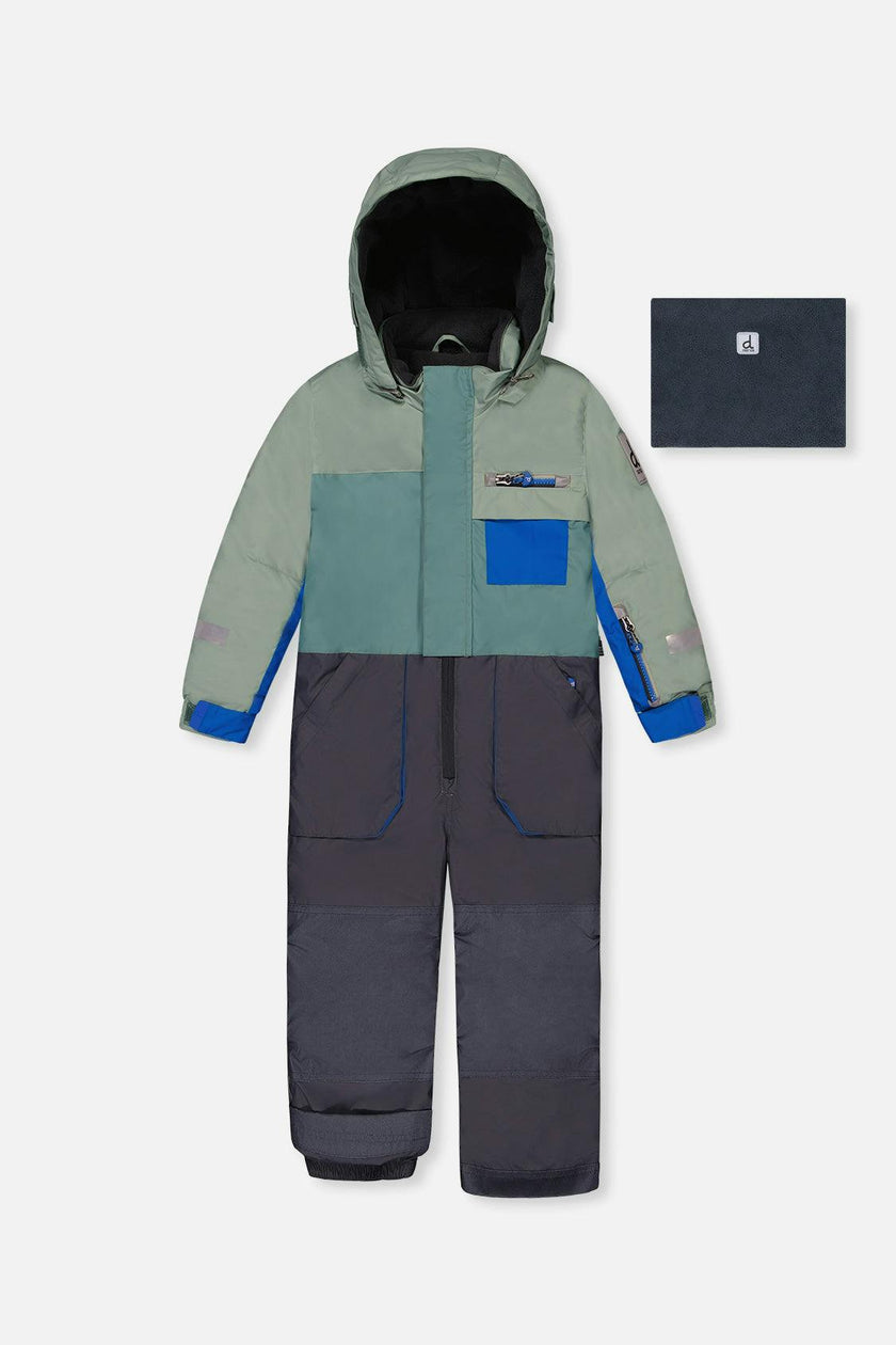 Kids One Piece Play Snowsuit Sage Green And Grey