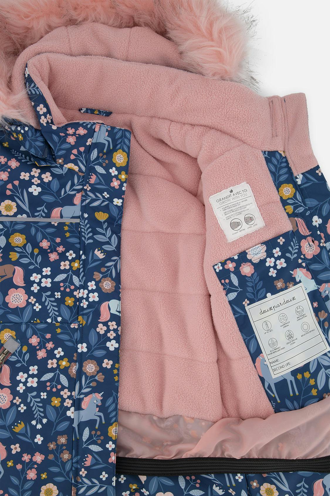 Two Piece Discover Snowsuit Blue And Pink Unicorn Print