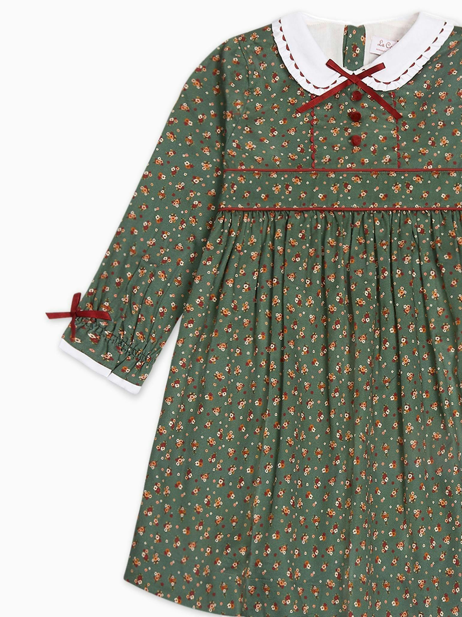 Green Floral Lilly Girl Dress
