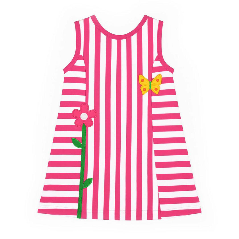 Stripe Knit Dress With Flower
