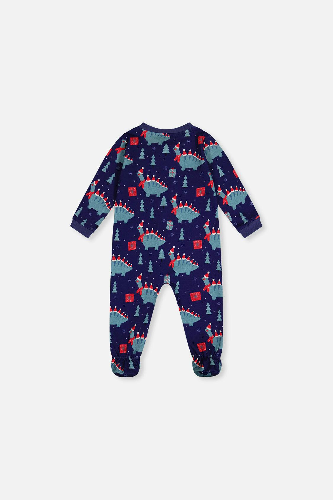 Baby Organic Cotton One Piece Pajama Blue Dinosaur Print