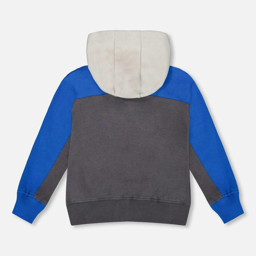 Color Blocked Zip Front Fleece Hoodie