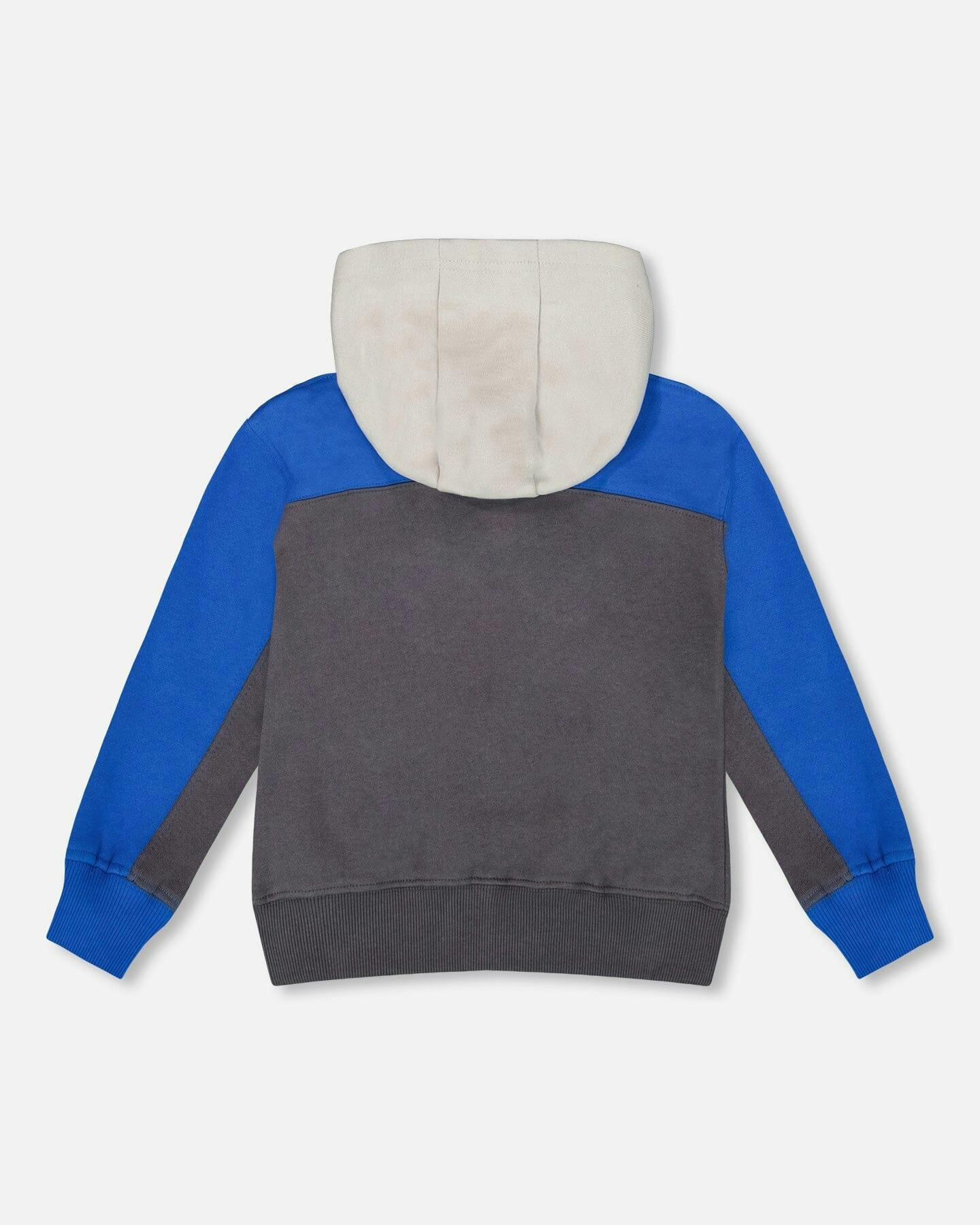 Color Blocked Zip Front Fleece Hoodie