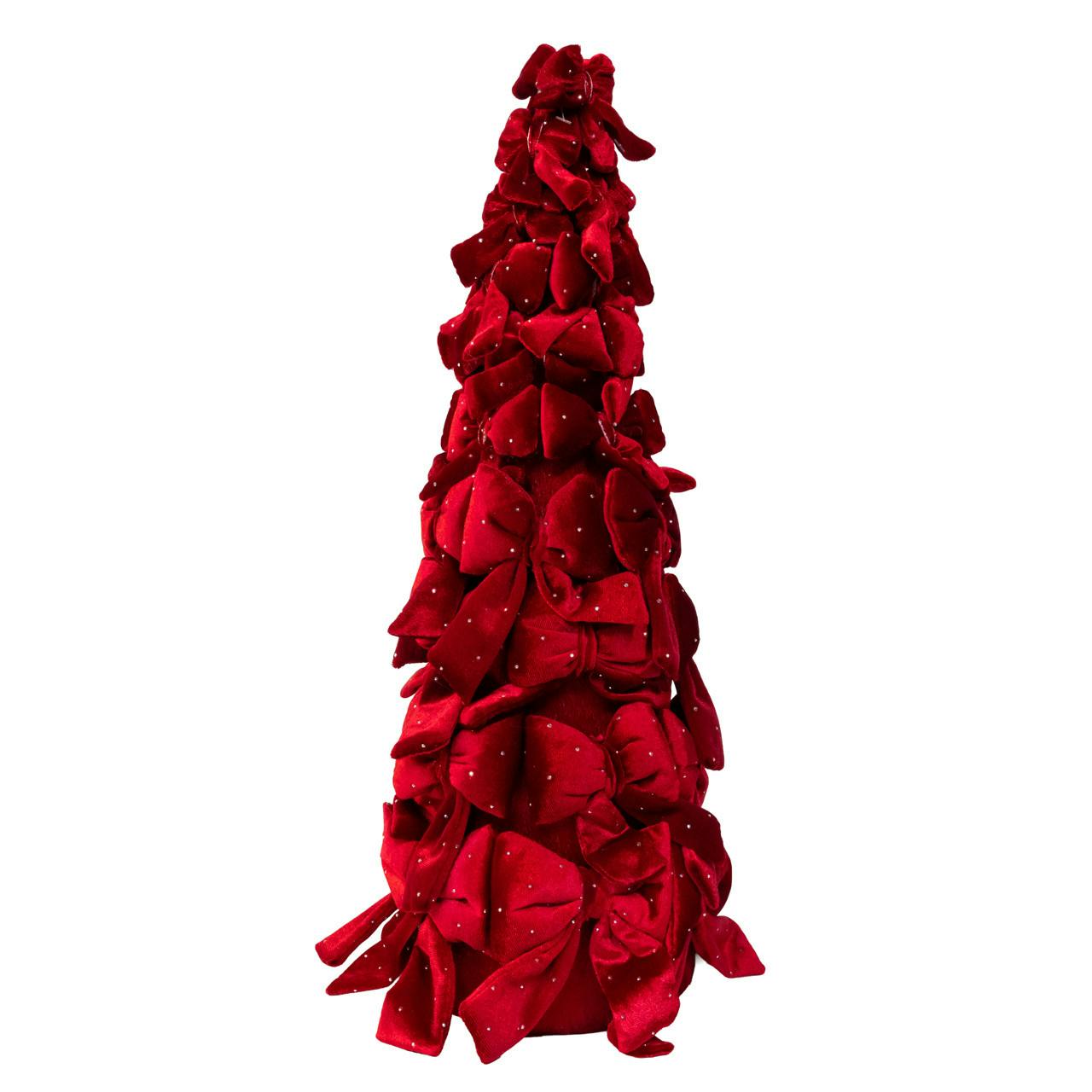 Kurt Adler 15.75-Inch Burgundy Bow Tree With Diamond Gemstones