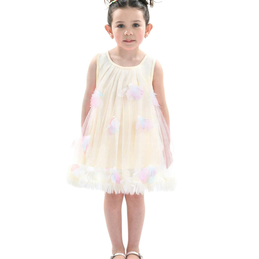 Ivory Blooming Tulle Sleeveless Dress