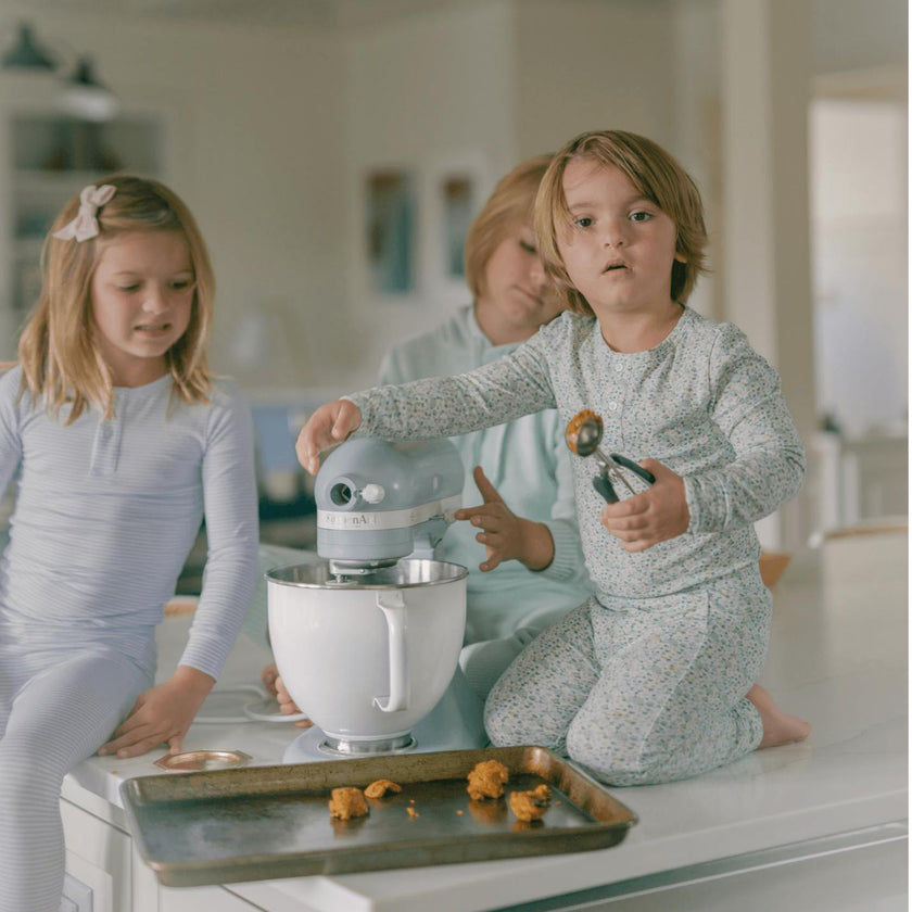 Unisex Powder Blue Stripe Pima Pajamas Set