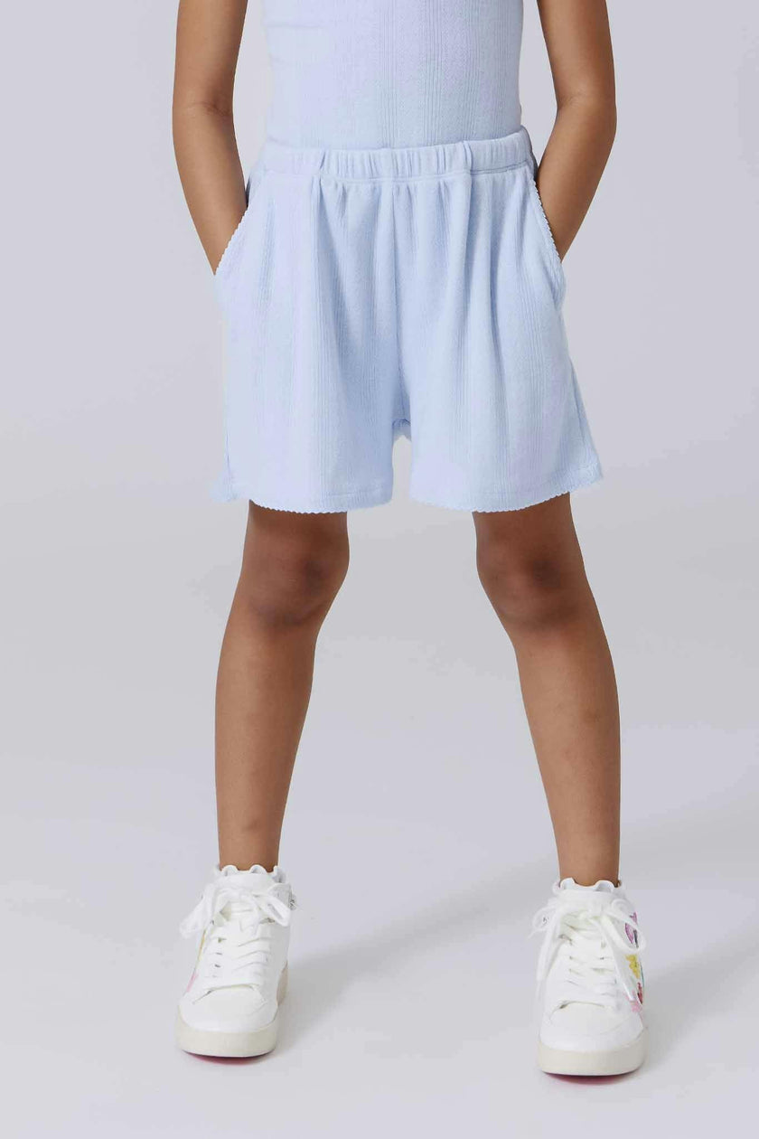 Girls Pointelle Short in Cloud Blue