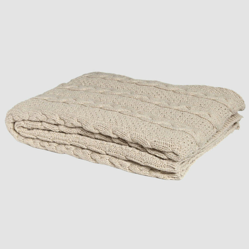 Textured Sustainable Knit Throw Blanket - Chunky Cable
