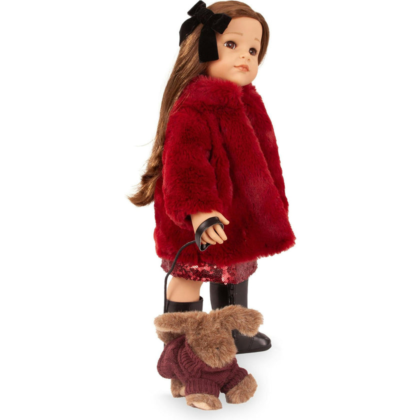 Gotz Hannah Jubilee Doll & Her Polly 19.5" Fully Articulated Vinyl Doll with Burgundy Sequin Dress