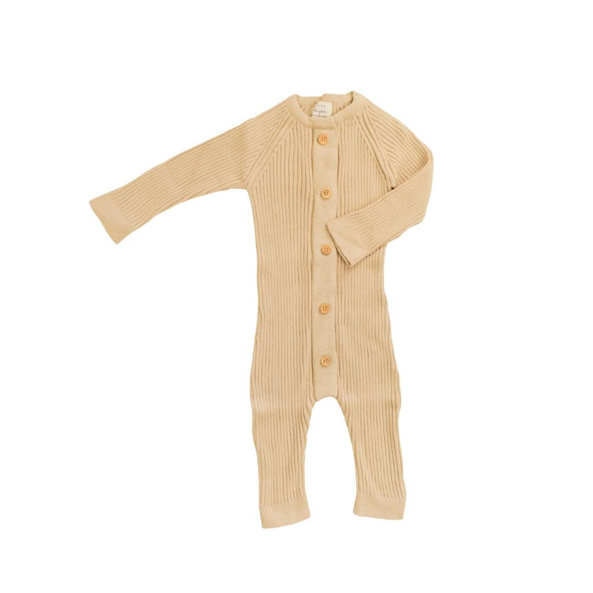 Organic Cotton Rib Romper with Magnetic Buttons