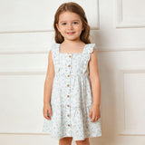 Organic Flutter Buttoned Tiered Dress - Ivy Floral