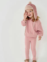 Embroidered Cotton Leggings Pink