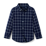 Tattersall Flannel Shirt, navy blue
