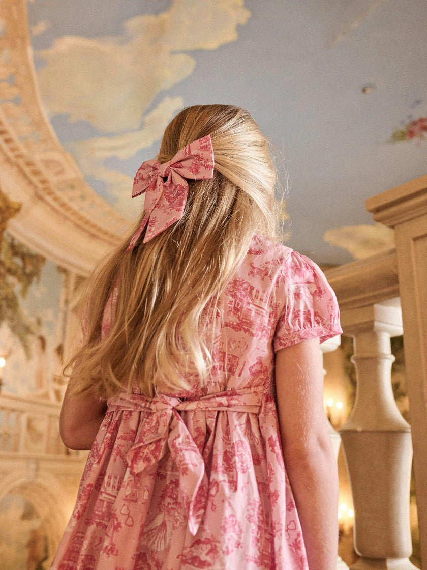 Nicky Hilton x La Coqueta Pink Toile de Jouy Theodora Girl Hand-Smocked Dress