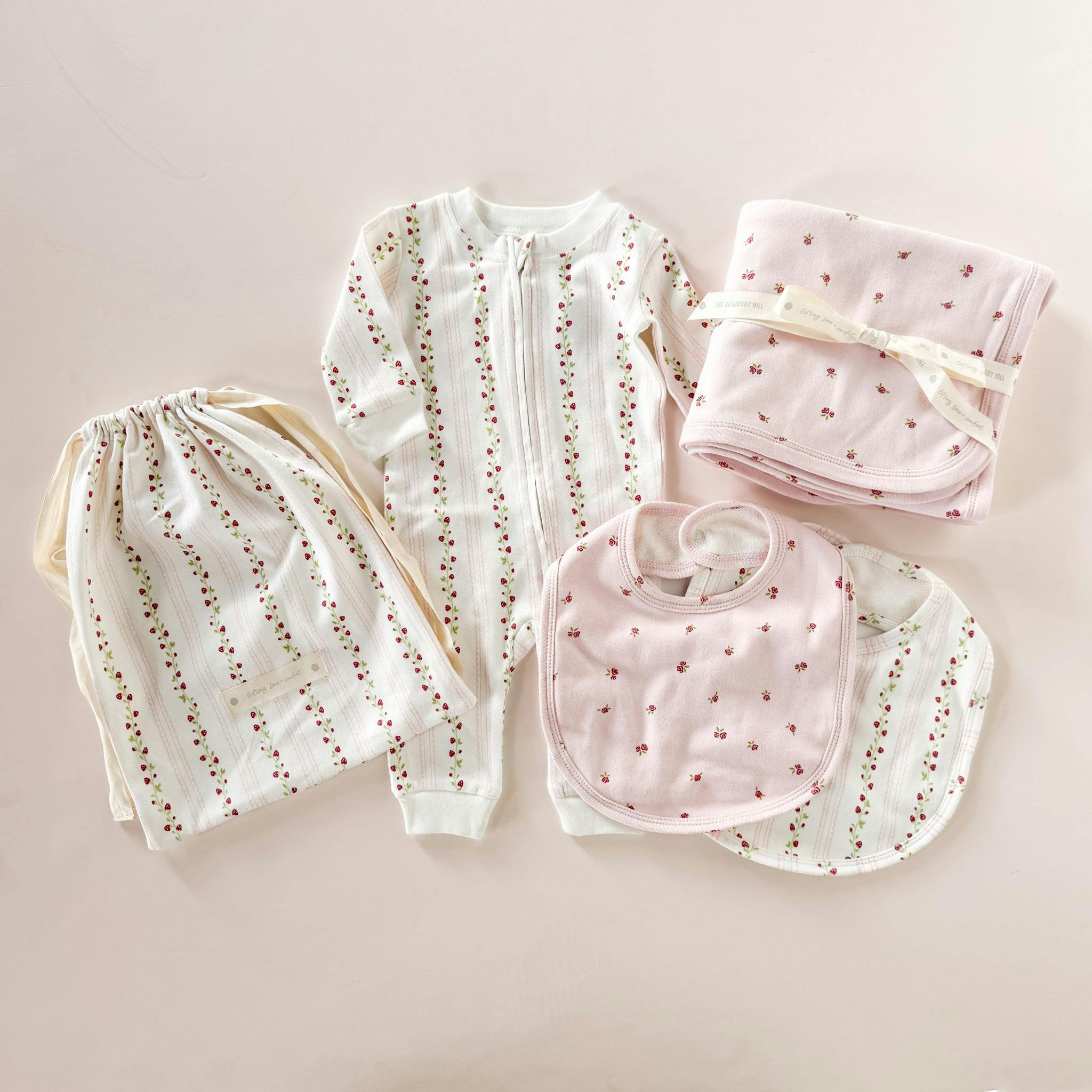Layette Gift Set - Strawberry and Rose