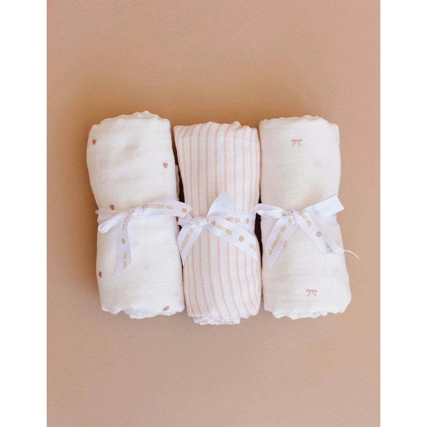 Pink Stripe Swaddle and Lovey Set - Pink Bunny