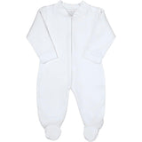 White Sleep and Play Zipper Footie in Jacquard Cotton