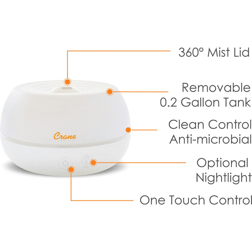 0.2 Gal. 2-in-1 Ultrasonic Cool Mist Humidifier & Aroma Diffuser for Small Rooms
